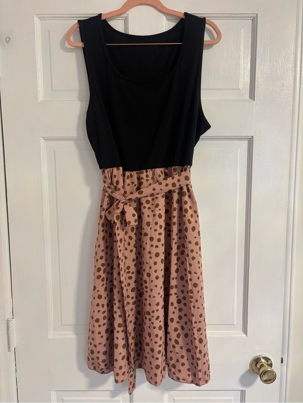 SHEIN Black & Pink Polka Dot Midi Dress 2XL